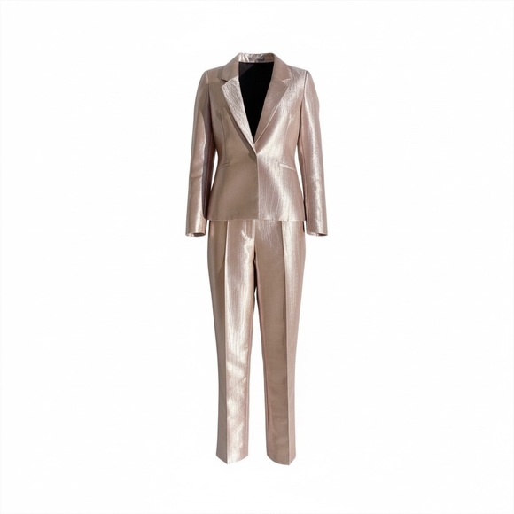 Millennial pink metallic suit set blazer and pants - Picture 9 of 9